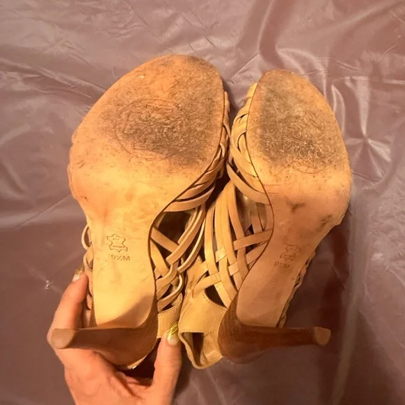 Tory Burch Nadia Huarache Leather Sandal Royal Tan Size 9.5 MSRP $325 - Picture 6 of 12